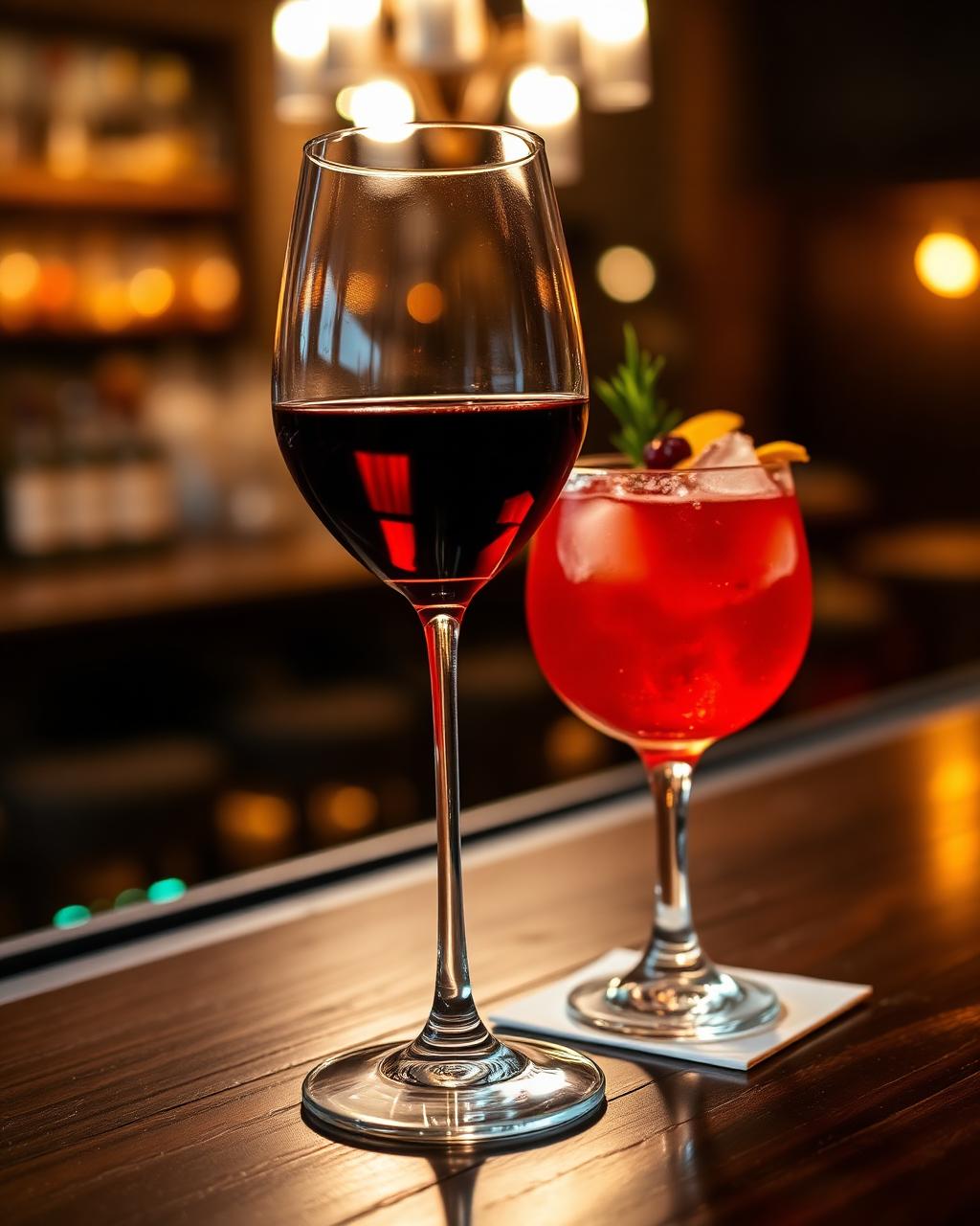 Wein und Cocktail an der Bar
